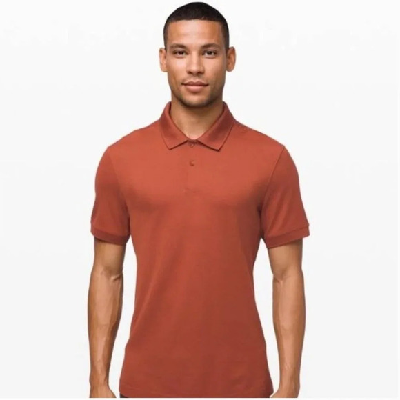 Lululemon Tech Pique Polo in Dark Terracotta Size Medium EUC - Picture 1 of 5